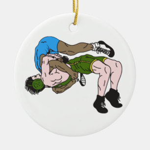 Wrestlers Ceramic Ornament