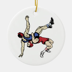 Wrestlers Ceramic Ornament