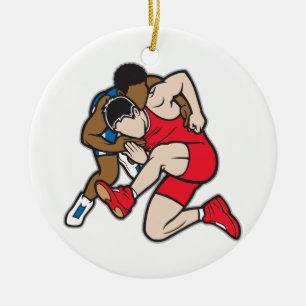 Wrestlers Ceramic Ornament