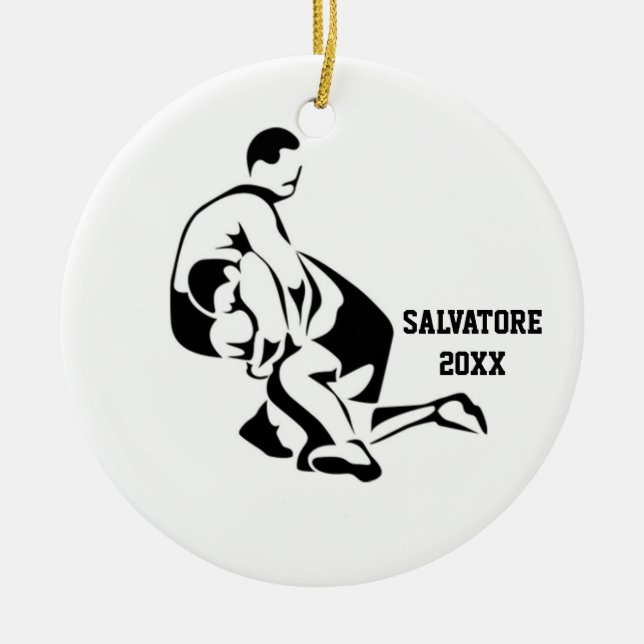 Wrestlers On The Mat Christmas Ornament (Front)