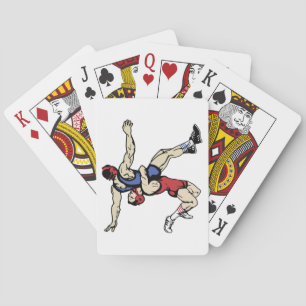Wrestlers Playing Cards