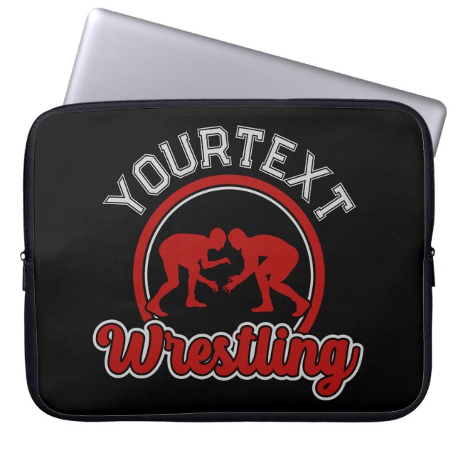  Wrestling ADD NAME Grapple Champion Team Player  Laptop Sleeve (Front)