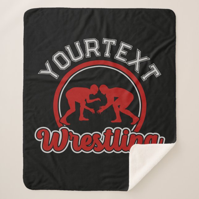  Wrestling ADD NAME Grapple Champion Team Player Sherpa Blanket (Front)
