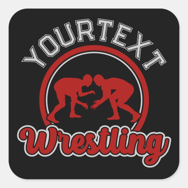  Wrestling ADD NAME Grapple Champion Team Player  Square Sticker (Front)