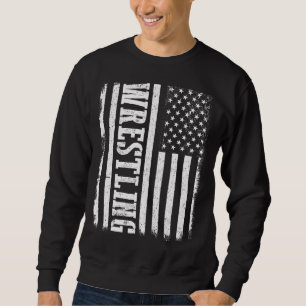 Wrestling American Flag Vintage Highschool Sport B Sweatshirt
