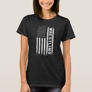 Wrestling American USA Flag Funny Wrestle Men Boy T-Shirt