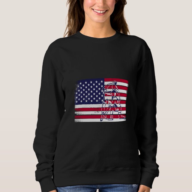 Wrestling American USA Flag Wrestling Wrestling Fa Sweatshirt (Front)
