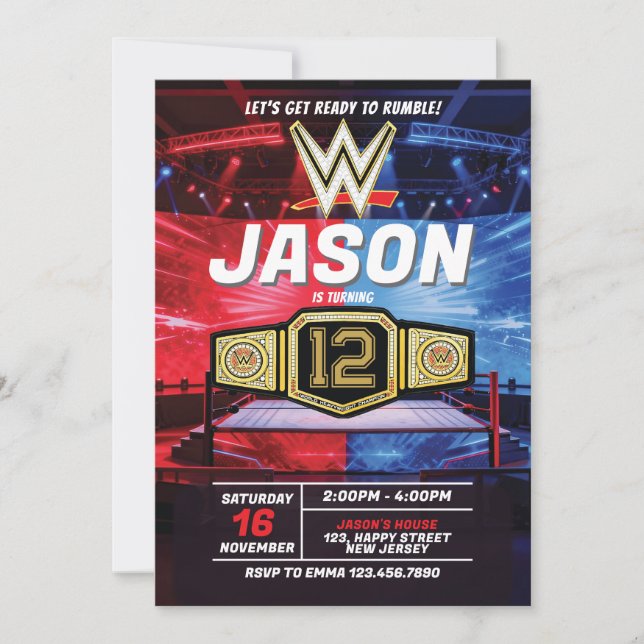 Wrestling Birthday Invitation (Front)