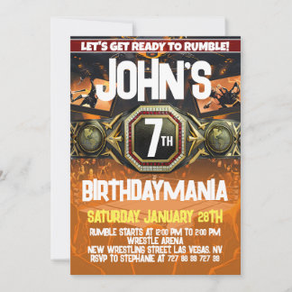 Wrestling Birthday Party Invitation Theme