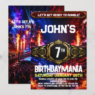 Wrestling Birthday Party Invitation Theme
