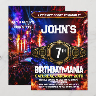 Wrestling Birthday Party Invitation Theme