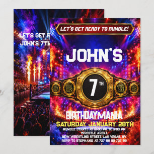 Wrestling Birthday Party Invitation Theme