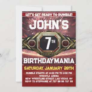Wrestling Birthday Party Invitation Theme