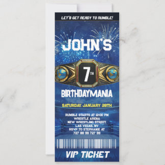 Wrestling Birthday Party Ticket Invitation Theme