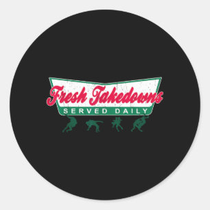 Wrestling BJJ MMA Grappling Freakedowns Served Classic Round Sticker