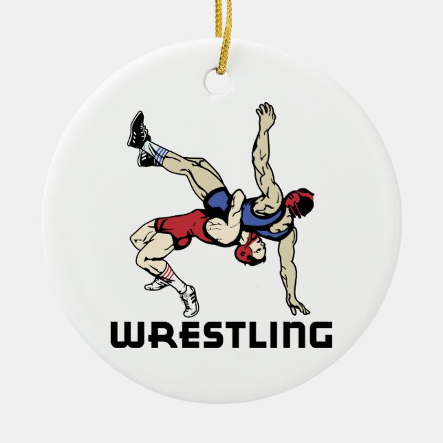 Wrestling Ceramic Ornament (Front)