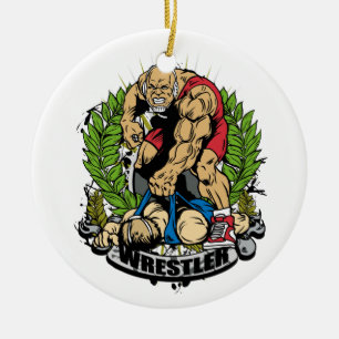 Wrestling Champ Ceramic Tree Decoration