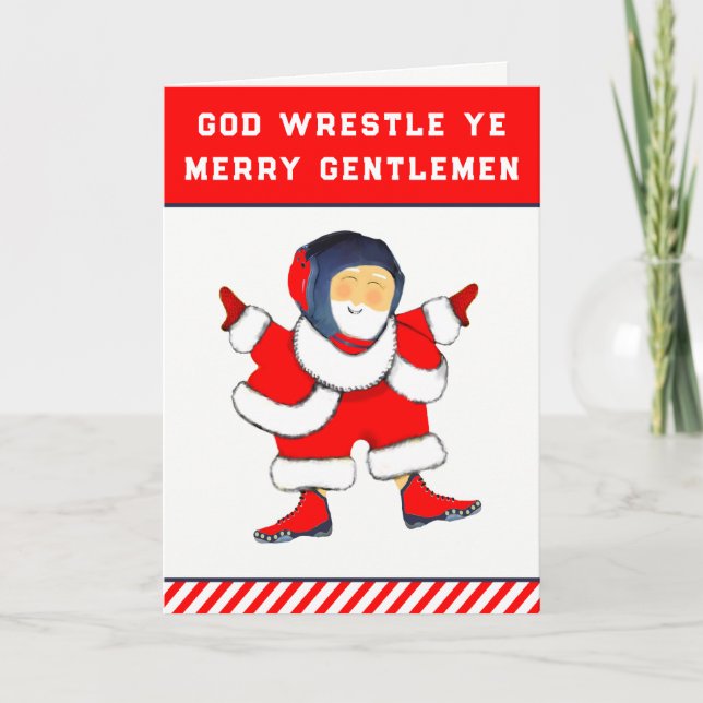 wrestling Christmas Holiday Card (Front)