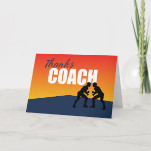 Wrestling Coach Thank You on Blue and Orange Card