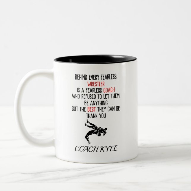 Wrestling Coach Two-Tone Coffee Mug (Left)