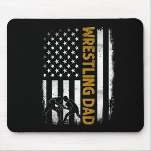 Wrestling Dad American Flag 4th Of July Fathers Da Mouse Pad