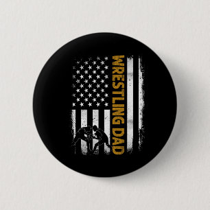 Wrestling Dad T American Flag 4th Of July Fathers 6 Cm Round Badge