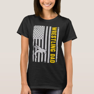 Wrestling Dad USA American Flag Gift Wrestling Fat T-Shirt
