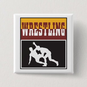 wrestling design 15 cm square badge