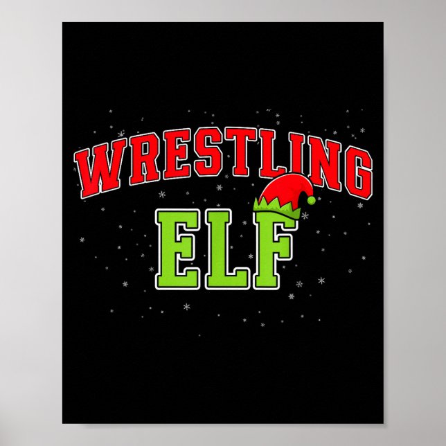 Wrestling Elf Christmas Family Matching Group Xmas Poster (Front)