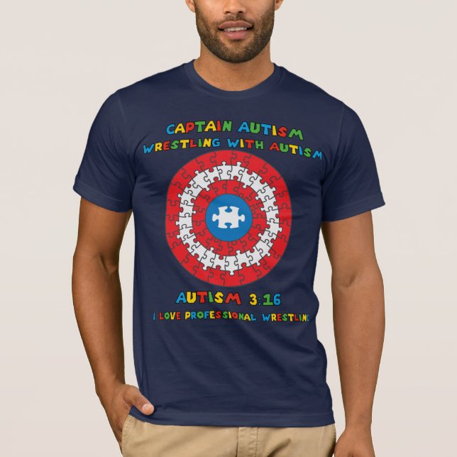 Wrestling Fan with Autism T-Shirt (Front)