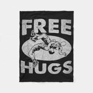Wrestling - Funny Free Hugs Wrestling Fleece Blanket