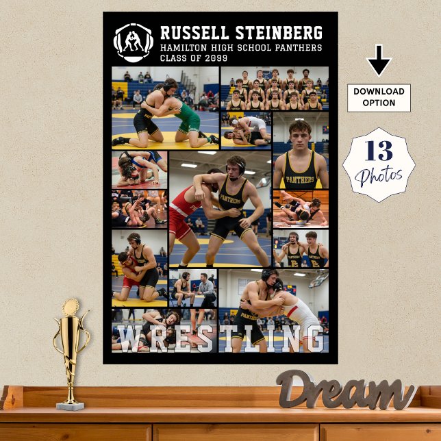 Wrestling High School Senior 13 Photo Collage Poster (Creator Uploaded)