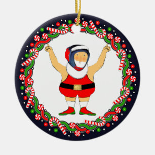 Wrestling Holiday Gift Ceramic Ornament