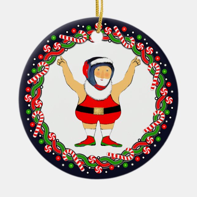 Wrestling Holiday Gift Ceramic Ornament (Front)