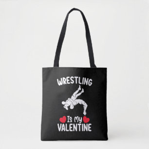 Wrestling Is My Valentine Day Sports Tote Bag