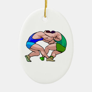 wrestling lock graphic ceramic tree decoration