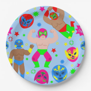 wrestling lucha libre masks luchador wrestlers paper plate