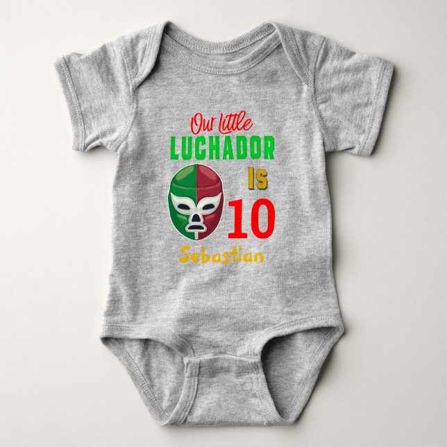 Wrestling Luchador Custom Colourful Birthday Boy Baby Bodysuit (Front)
