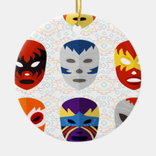Wrestling Masks Ceramic Ornament
