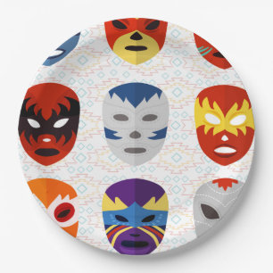 Wrestling Masks Paper Plate