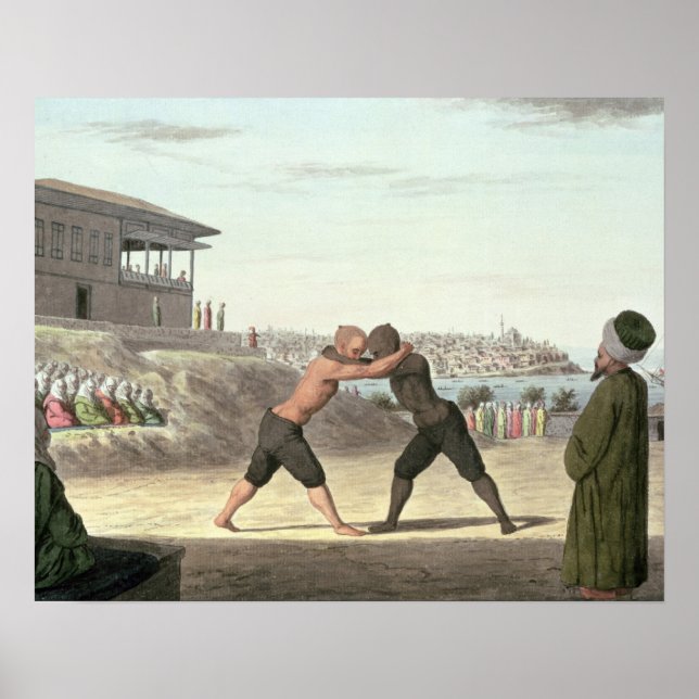 Wrestling Match, Constantinople (w/c on paper) Poster (Front)