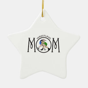 WRESTLING MOM CERAMIC TREE DECORATION