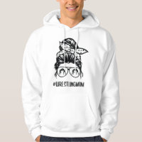 Wrestling Mom messy bun hair glasses