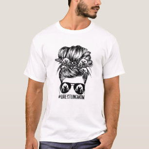 Wrestling Mom Messy Bun Sport Mom Life T-Shirt