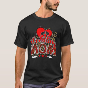Wrestling Mum Mama Mother's Day Leopard Sport Mum T-Shirt