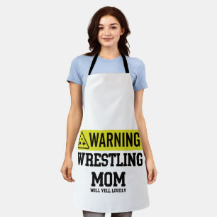 Wrestling Mum Warning Sign Will Yell Loudly Gif Apron