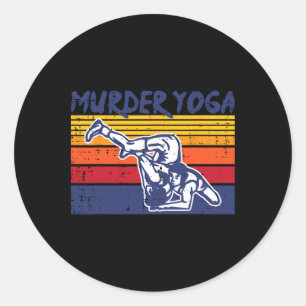 Wrestling Murder Yoga Retro Wrestler Jiu Jitsu Wom Classic Round Sticker