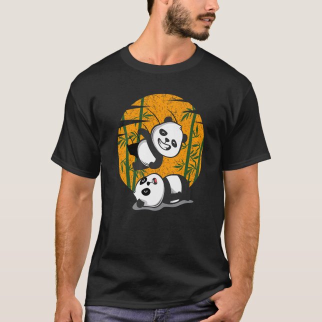 Wrestling Pandas Chinese Bamboo Eating Animals  Be T-Shirt (Front)