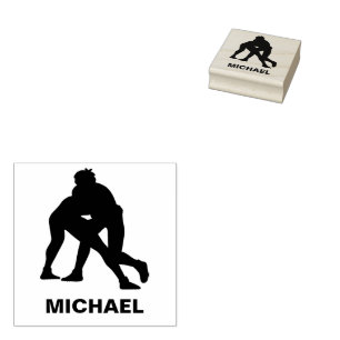 Wrestling  Personalised Name Rubber Stamp