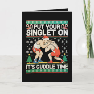 Wrestling Put Your Singlet On Christmas Wrestler Holiday Card